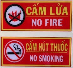 Bảng cấm hút thuốc - cấm lửa
