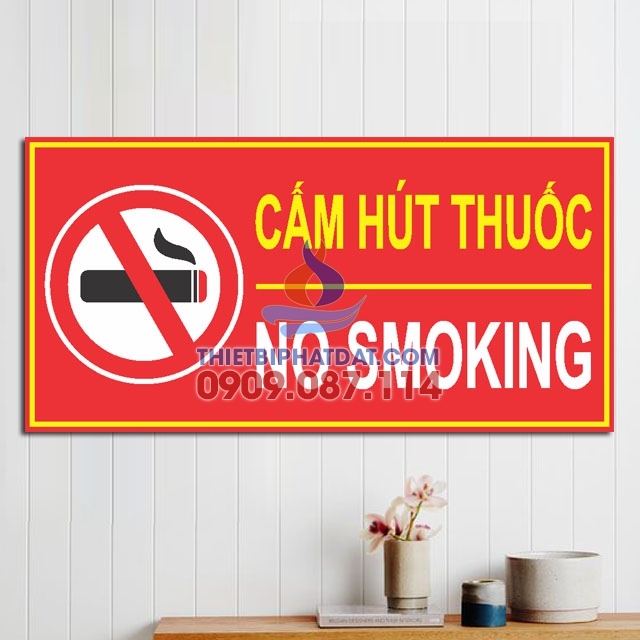 Bảng Cấm Hút Thuốc PCCC Mica (No Smoking) 15x30cm