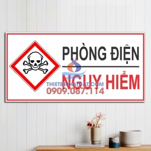 Biển báo phòng điện nguy hiểm bằng mica 15x30cm Biển báo phòng điện nguy hiểm bằng mica 15x30cm